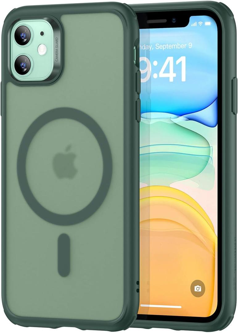 7 x ESR for iPhone 11 Case, Compatible with MagSafe, Shockproof Military-Grade Protection, Scratch-Resistant Back, Magnetic Phone Case for iPhone 11, Classic Hybrid Case, Frosted Green