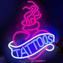 Moodlion Tattoo Neon Sign For Wall Decor Studio Room Led Lights, Pink Tattoo Decor Neon Signs Aesthetic Operated Light For Door Decorations, Room Accessories Neon Sign