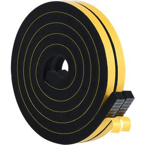 Weather Stripping High Density, 1/2 in x 1/2 in Soundproof Door Seal Strips, Weatherproof Foam Insulation Tapes for Windows Doors, Easy Cut to Size, 2 Rolls Total 13Ft