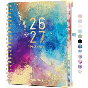 Jul 2026 - Dec 2027 Planner, Forvencer 18 Month Academic Planner 2026-2027, 8.5" x 11", Calendar Planner Weekly and Monthly, Daily Agenda Book, School Supplies for Student Teacher, A4, Marble Style