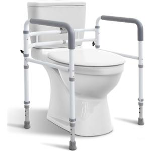 WeHwupe Toilet Rails - Toilet Safety Rail for Elderly Adults - Adjustable Bathroom Toilet Handles - Toilet Safety Frame & Rails - Toilet Grab Bars for Senior, Handicap & Disabled, Fits Most Toilets