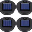 4 Pieces Replacement Solar Light Tops Outdoor Hanging Lantern Solar Light Parts Round Waterproof Decorative for Outdoor Hanging Lanterns, Warm(3.35 Inch in Diameter)