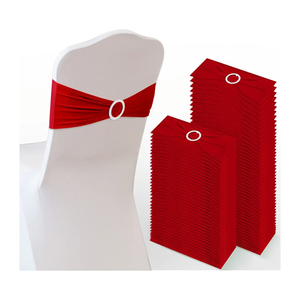Tudomro 80 Pcs Spandex Chair Sashes, Stretch Ties Bows with Buckle Slider Elastic Bows Chair Cover Bands for Wedding Party Universal Reception Ceremony Banquet Decoration(Red)