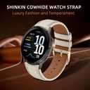 Leather Watch Bands for Garmin Venu 4 45m / Venu 3 45mm/Venu 2, 22mm Soft PU Leather Bracelet Wristband, Replacement Straps for Garmin Forerunner 265S/255S/255S Music/Vivoactive 4S/Active - Off-white