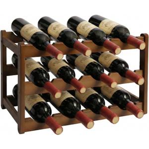 Janedream 3-Tier Bamboo Wine Rack for 12 Bottles, Easy-to-Assemble Countertop Wine Storage Shelf, Sturdy Tabletop Wine Holder for Kitchen, Inside Cabinet, Pantry, or Home Bar (3 Tier)
