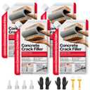 Concrete Crack Filler 4-Pack 4.4LB Grey, Self-Leveling High Elasticity Cement Sealant, Waterproof Repair Caulk for Driveway, Patio, Sidewalk, Garage, Basement– Professional-Grade Durability