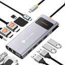  NOVOO USB C Docking Station Dual Monitor HDMI for Dell HP Laptop Type USB C Hub Multiport Adapter Thunderbolt 3 Dongle to 2 HDMI 4K Ethernet 4 USB PD SD TF Audio for Lenovo Surface 12 In 1 