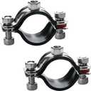 2 Pack Pipe Supports,304 Stainless Steel Wall Mount Ceiling Mount Pipe Bracket Clamp Ring Hanger with Screws for Pipe OD 15-19mm