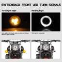 Universal Chrome Front Bullet LED Turn Signals 12V Motorcycle Switchback Turn Signal Lights Running Light Compatible with Honda CB1100 Harley XL883 Yamaha Indian Triumph Kawasaki Chopper