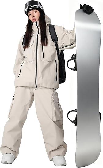 YEEFINE Women's Snow Snowboard Suits Baggy Men's Ski Jacket and Pants Set Insulated Snowsuits Waterproof Winter,M