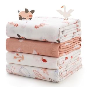 Momcozy Muslin Best Wishes Swaddle Blankets, Ultra Soft Neutral Registry Essentials, Pasture Pals & Pumpkin Dreams, Breathable Large 47'' x 47'' Newborn Boys Girls Receiving Blanket (Joy) Momcozy Muslin Best Wishes Swaddle Blankets, Ultra Soft Neutral Registry Essentials, Pasture Pals & Pumpkin Dreams, Breathable Large 47'' x 47'' Newborn Boys Girls Receiving Blanket (Joy)