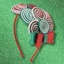 Festive Red and Green Candy Cane Headband, Christmas 2025 Party Hair Accessory, One Size Fits Most, 4.75 x 5.5 Inch