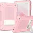 MENZO All-New Case for 8" Tablet (12th/10th Gen 2024/2022 Release), Slim Shockproof Rugged High Impact Protective Case with Kickstand, Pink+Beige