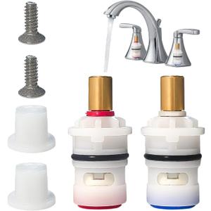 1 Pair Ceramic Stem Disc Faucet Cartridge,With 2 Screws and Protective Caps,Compatible with 9608020 9608060 48/143/149 Series,Universal for Bathroom,Kitchen Sink Faucets
