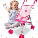 Anivia Baby Doll Collection Doll Stroller Heart Design Gifts for Toddlers and Girls Foldable Doll Stroller