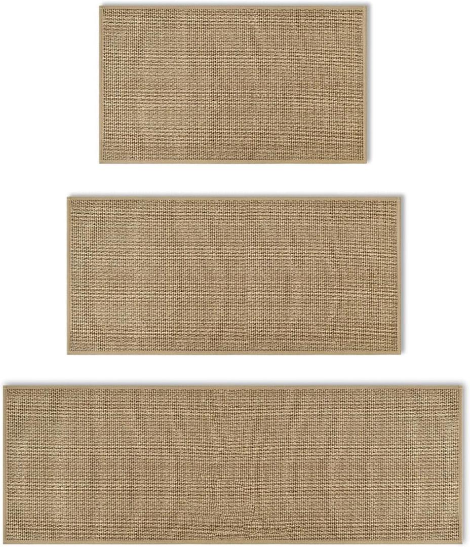 Artoid Mode Washable Non Slip Kitchen Rugs and Mats Set of 3, Rubber Backing Absorbent Kitchen Mats for Floor Front of Sink - 17"x29"+17"x36"+17"x47"
