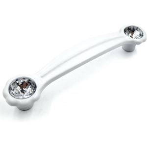 JETLAND Cabinet Drawer Crystal Pulls, 4-Pack, White with Clear Glass, 4" Hole Centers, Shining Daisy, Cabinet Handles for Dresser Nightstand Furniture, PW6738WW102