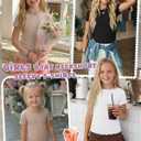 3 Pack Girls Boat Neck Tops | Short Sleeve, Slim Fit, Basic Style, Solid Color, Lace Detail, Lettuce Trim, Summer Wear, Soft, Stretchy, Comfortable