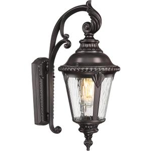 Emliviar 19.7" Outside Wall Sconce Porch Light with Oil Rubbed Bronze Finish, Water Ripple Glass Front Door Wall Lighting for Yard, XE265B-S ORB-SW