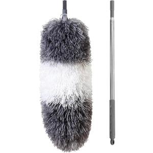 BOOMJOY Microfiber Feather Duster with Extendable Pole and Bendable Head, 100" Telescoping Duster for Cleaning Ceiling, Fan, Furniture (Gray)