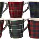 Certified International Christmas Plaid 16 oz. Mug, Set of 6 Assorted Designs