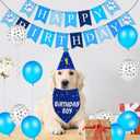 Dog Birthday Bandana Set, Blue Birthday Boy Decorations, HBD Party Supplies with Hat Kerchief Numbers for Pets (Blue)