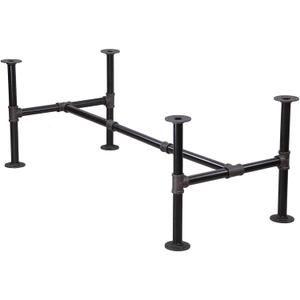 MUZIK Industrial Pipe Table Legs Set - Dark Grey Rough Pipes Iron Base Legs for Coffee & End Tables, Desks, Nightstand - Vintage, Mid-Century Modern Aesthetic - 16 inch