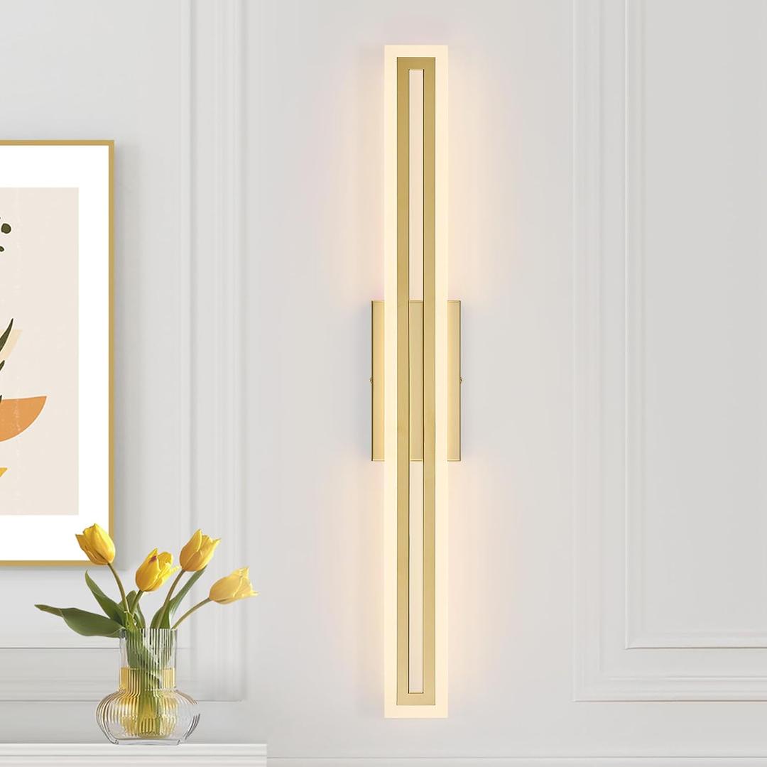 Modern LED Wall Sconce Gold Dimmable Wall Light, L33Inch 5CCT