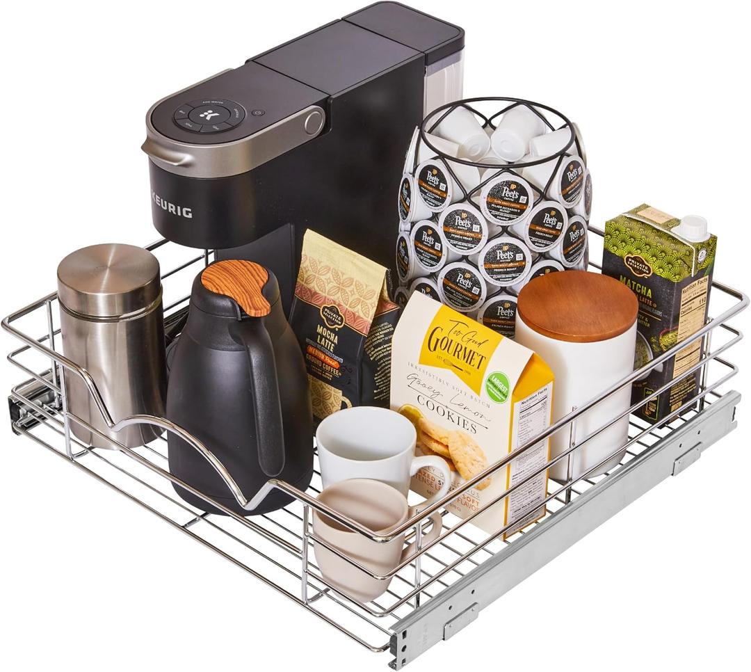 HOLDN STORAGE Pull Out Cabinet Organizer, Slide Out Drawer for Kitchen Cabinets & Pantry, Roll Out Shelf for Pots, Pans & Under Sink Storage, Heavy-Duty Full-Extension, 20"W x 21"D x 5"H