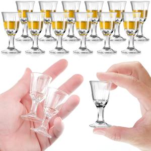 CHENGU 12 Pcs Mini Shot Glasses - 0.4 OZ/Half an Ounce, Clear Cordial wine Glasses with Base for Wine, Tequila, Whiskey, Spirits