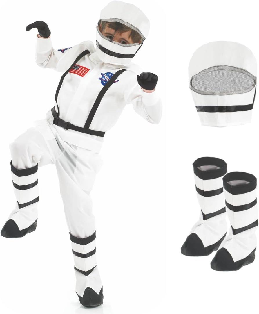 fun shack Kids Astronaut Costume With Helmet, NASA Space Outfit For Boys And Girls, Ideal For Dress Up And Parties (X-Large)