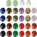 28 Pcs Oval Gemstone Cabochons Flatback Healing Crystal Stone Cabochons 12x10 mm Natural Stone Dome Cabs for Jewelry Making Necklace Bracelet DIY Craft Photo Frame