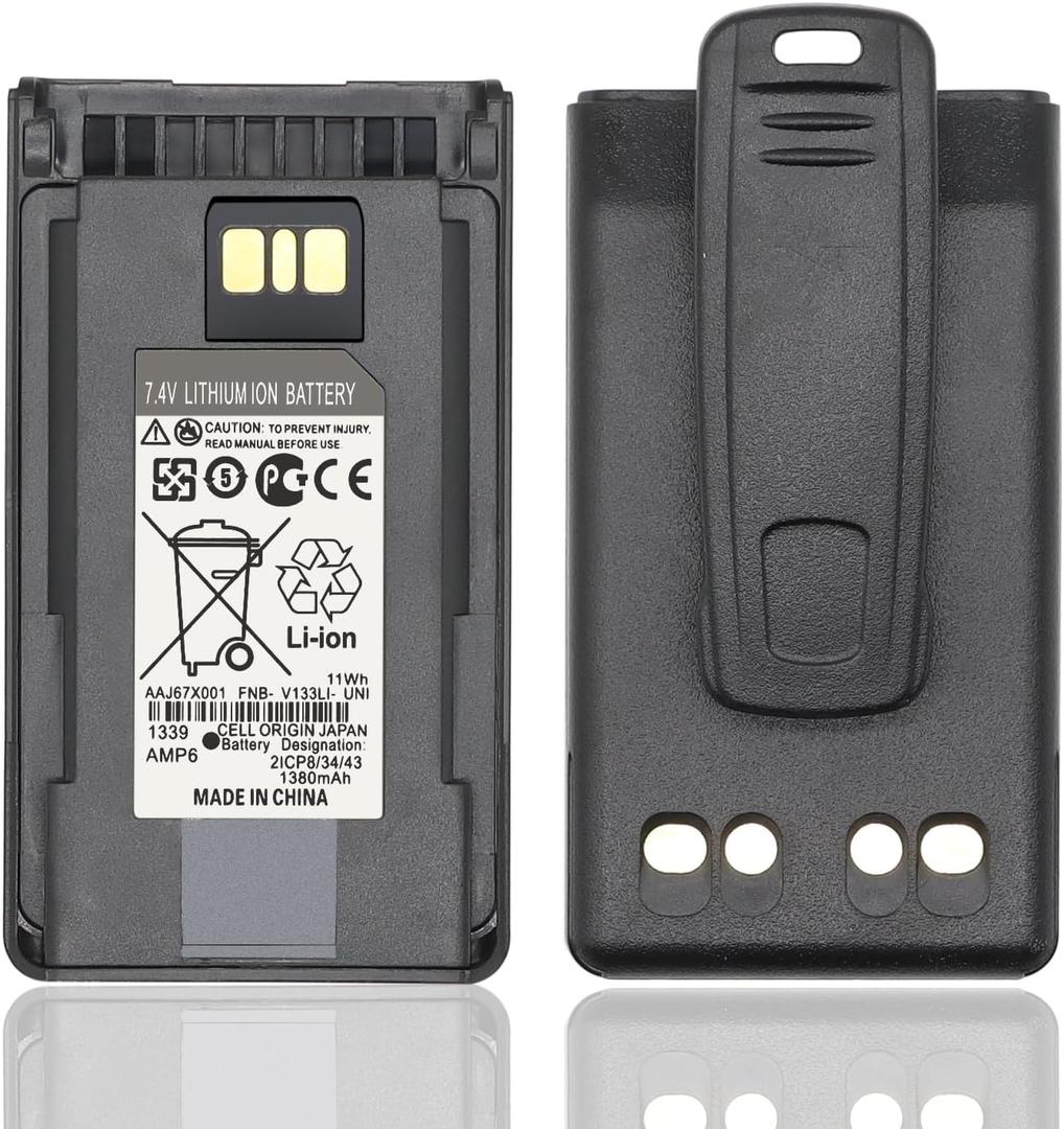 AAJ67X001 Battery AAJ68X001 Battery [2025 New Version] for Vertex Standard VX-451 VX-454 VX-261 EVX-231 EVX-261 FNB-V134 FNB-V133Li FNB-V138Li FNB-V134LI-UNI FNB-V133LI-UNI Battery and Belt Clip