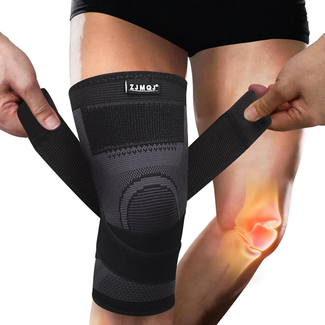 Compression Knee Brace for Women & Men, Workout, Sports, Daily Knee Compression Sleeve for Maximum Knee Pain Support & Fast Recovery1-Pack with Removable Adjustable Straps Knee Brace(XX-Large)