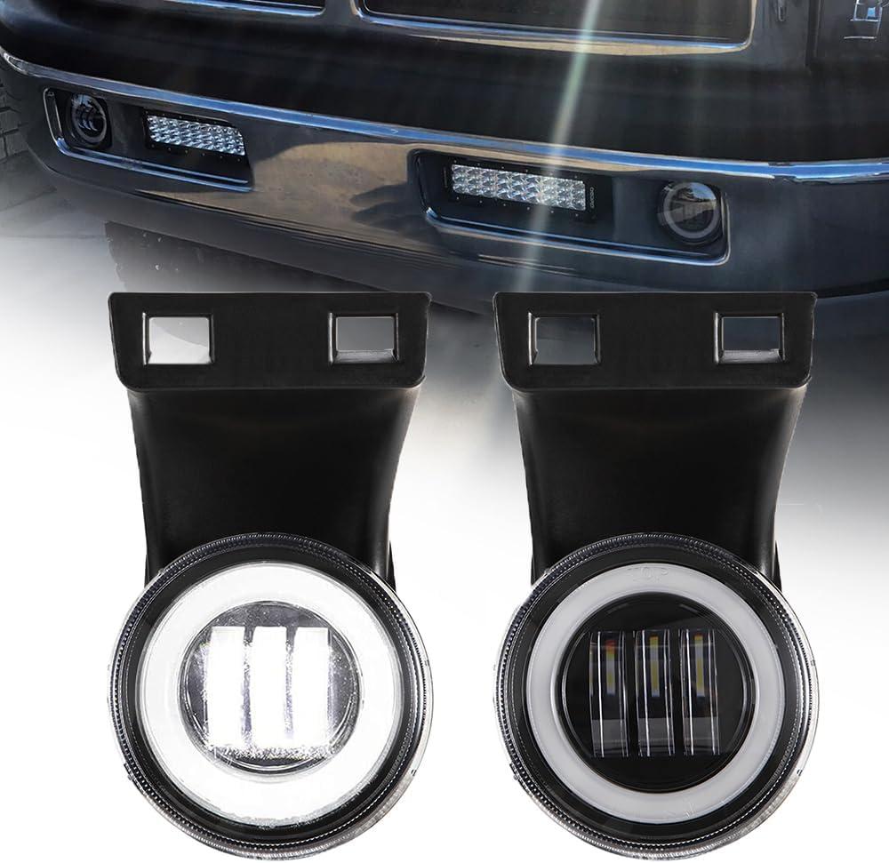 DRFG LED Fog Lights with DRL for Dodge Ram 1994 1995 1996 1997 1998 1999 2000 2001 2002 Dodge Ram 1500 2500 3500 SUPER DUTY OEM Bumper Driving Fog Lamp Kit