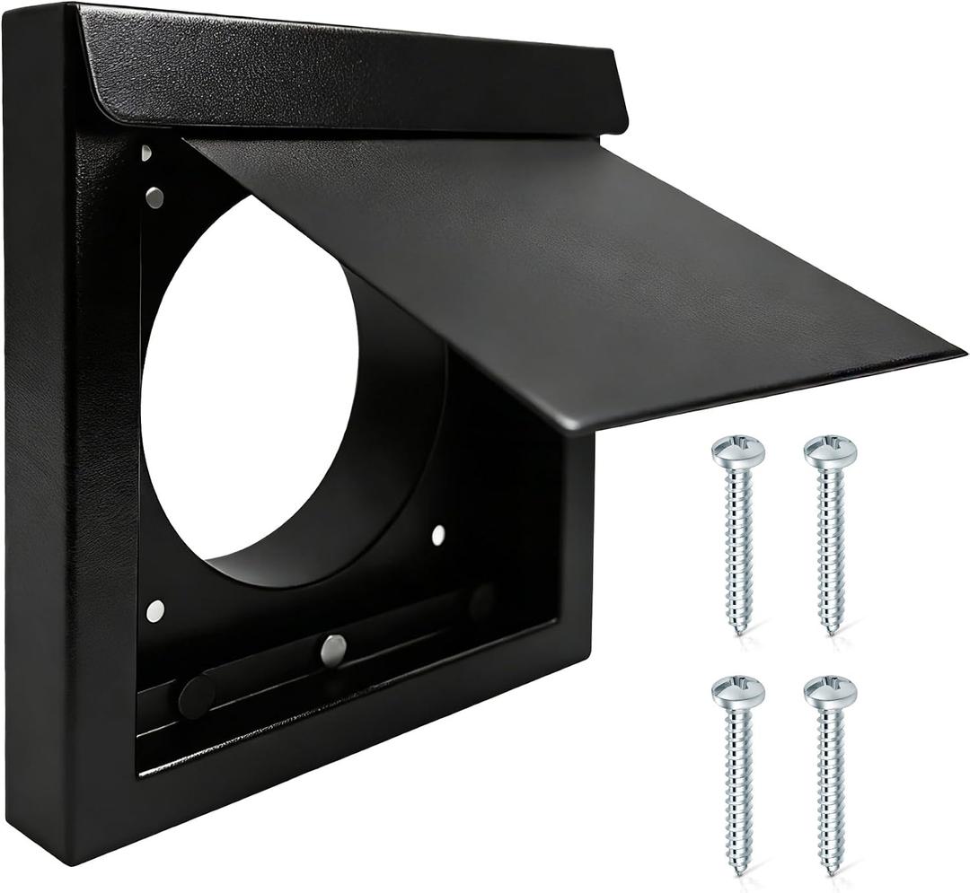 4 Inch Dryer Vent Guard, Magnetic Dryer Vent Cover Outside, Wall Vent Hood for Bathroom and Dryer Exhaust, With 4 Screw, Fits 4 Inch Exhaust Pipe, Black