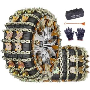 Tire Chains for Car/SUV/Pickup Trucks, Adjustable Universal Emergency Thickening Chains, Snow Chains for Tire Width（175-265mm), 8Pcs
