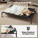 Veehoo Outdoor Dog Bed, Raised Dog Beds for Large Dogs, Elevated Dog Bed with Headrest, Washable Cooling Pet Cot with Non-Skid Feet, Breathable Pet Hammock for Indoor or Camping, 41", Black