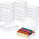 25 Pcs Plastic Crayon Box, Mini Plastic Storage Containers with Lid 4.5x3.4 Inches Clear Rectangle Box Small Storage Boxes for Crafts Jewelry Beads, Office Supplies (Clear)