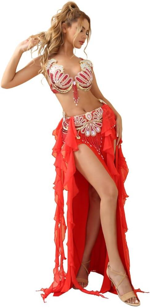 ROYAL SMEELA Belly Dancer Costumes for Women Belly Dancing Skirt Belly Dance Bra and Belt Carnival Bellydance Costume. Size L
