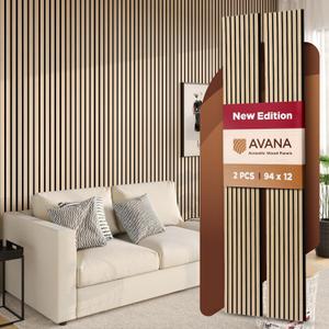 Avana Acoustic Wood Wall Panels  94.4 x 12.6 Inch White Oak Acoustic Panels 2 PCs  Wall Panels For Interior Wall Decor for Homes, Offices, Studios  Pleasing Design Wood Panels For Wall