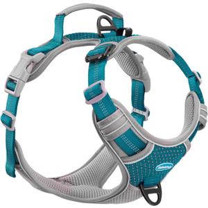 ThinkPet No Pull Harness Breathable Sport Vest with Handle-Dog Harnesses Reflective Adjustable for Medium Large Dogs (XL(Chest:24"-33"), Bright Teal)