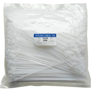 1000 pcs 6 inch Cable Zip Ties Heavy Duty, Premium Plastic Wire Ties with 18 LBS Tensile Strength, UV Resistant Cable Ties, Self-Locking White Nylon Tie Straps 6 inch ( 3 x 150mm )