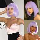 forfeels Light Purple Bob Wigs with Bangs Straight Short Wigs for Women Synthetic Purple Wig for Cosplay Women Funny Wig for Party Halloween Daily Wear Anime Costume Events