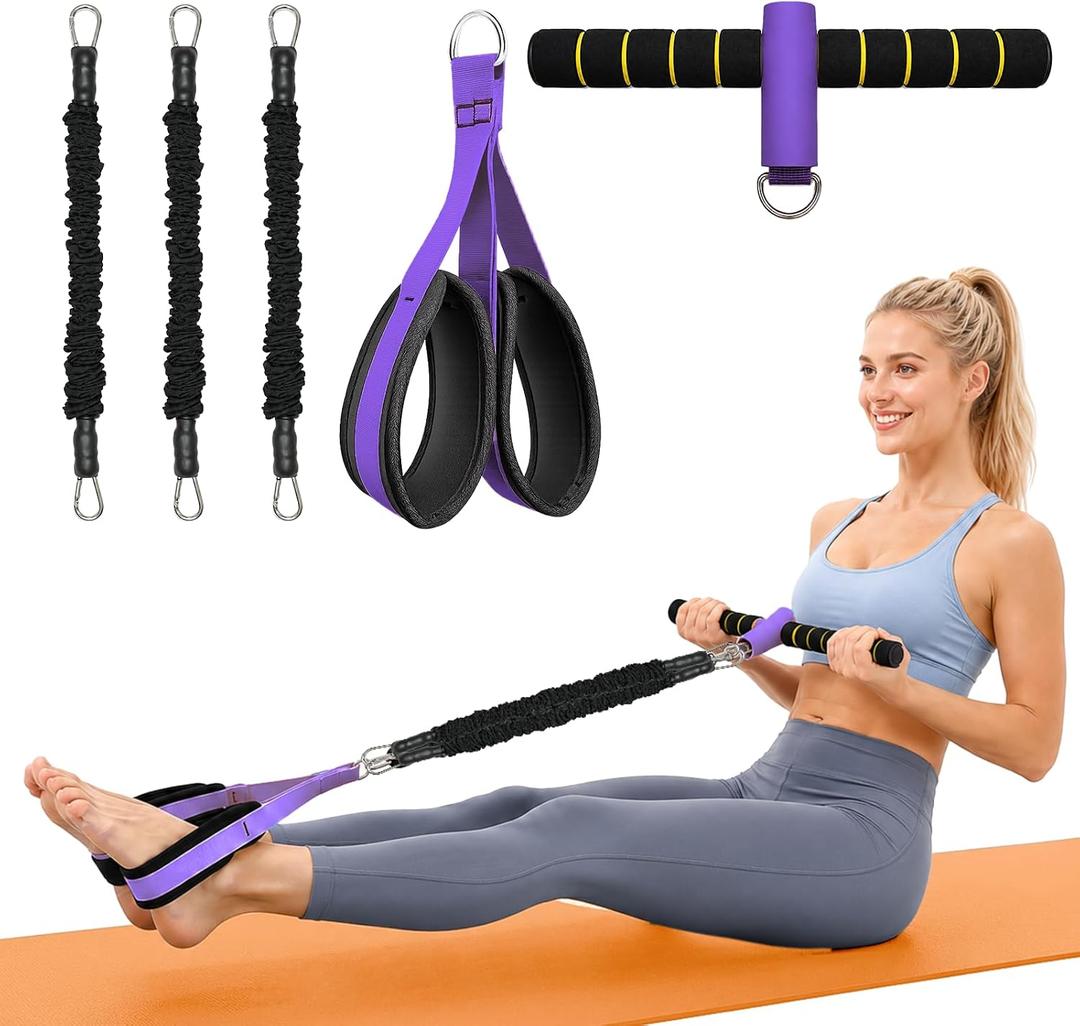 Upgraded Pedal Resistance Bands with Handle, 3 Heavy Tube Adjustable Exercise Bands Set Ideal for Women and Men, Sit Up Exercise Equipment for Abdomen, Waist, Arm, Core/ABS, Leg, Physical Therapy