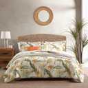 Tommy Bahama - Queen Comforter Set, Reversible Cotton Bedding with Matching Shams & Bonus Throw Pillows, Super Soft Bedding Set (Birds of Paradise Off-White, Queen)