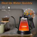 Electric Gooseneck Kettle, 304 Stainless Steel Coffee Kettle, Auto Shutoff Anti-dry Protection, Classic Pour-over Coffee & Tea,Matte Black 1.0L-1200W Fast Boiling Water Boiler by YUIOASE