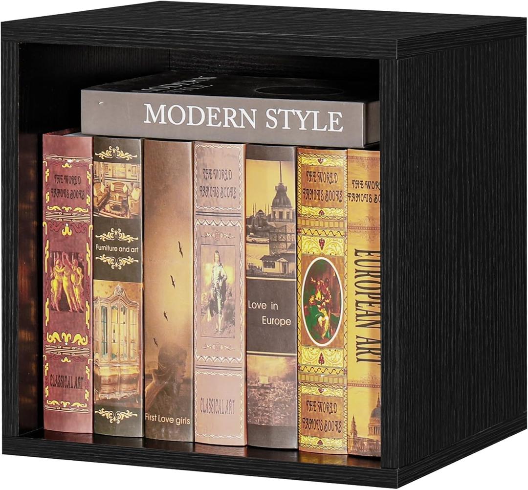 FUSUNBAO Magic DIY Cube Storage Organizer Stackable Cubes for Home Books Clothes Toy-Modular Cubby Storage System-Office Cubical-Bookcase Closet (Black, General Cube)