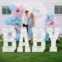 4FT Baby Marquee Letters for Baby Shower for Girl Boy, Large Light Up Sign for Backdrop, Gender Reveal Party Decorations Supplies (White),4pcs