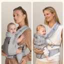 GROWNSY Baby Carrier Newborn to Toddler 7-44lbs, All Season Design with Adjustable Mesh Panel, Ergonomic Baby Carriers, Enhanced Lumbar Support, Hands-Free Parenting (Gray)